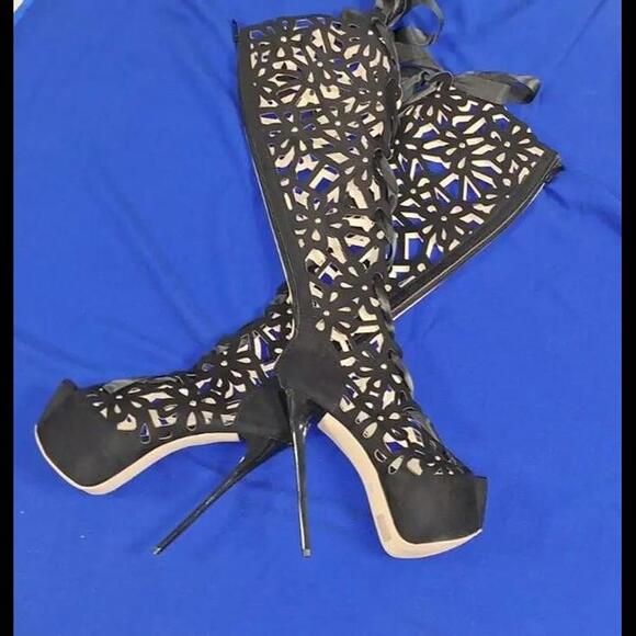 NEW Sexy Boots Stiletto Cut-out Zipper Heel Boot Size 9.5 - Picture 2 of 12